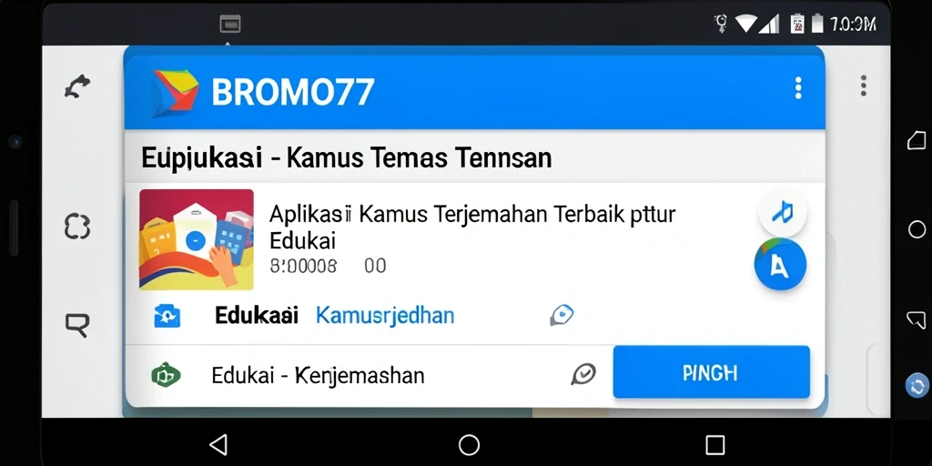 Screenshot BROMO77 menampilkan antarmuka Kamus Terjemahan yang menarik dan informatif.