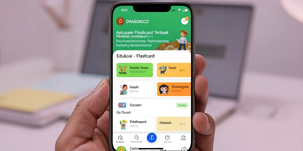 Tampilan antarmuka aplikasi Flashcard DRAGON222 yang interaktif dan menarik.