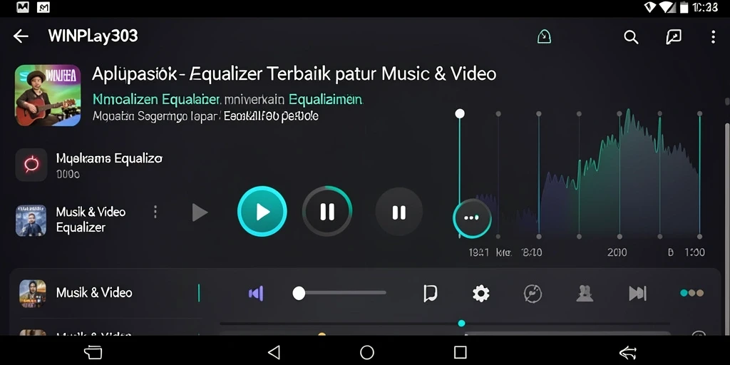 Antarmuka aplikasi Equalizer WINPLAY303 dengan pengaturan suara yang kustom.